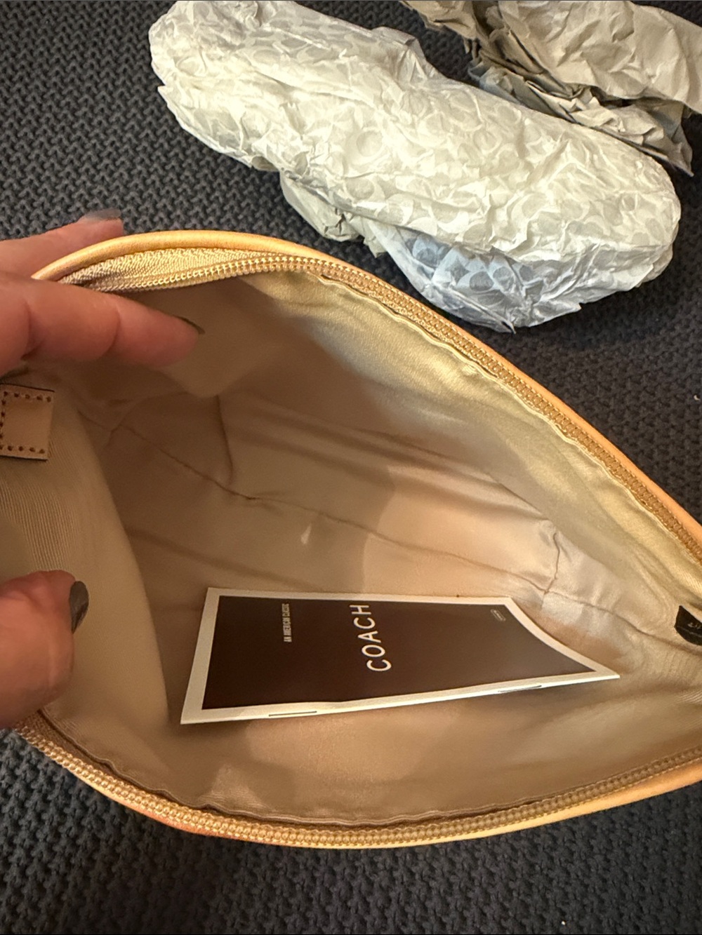 Coach Beige Cosmetic Pouch with Red Accent - Picture 10 of 11